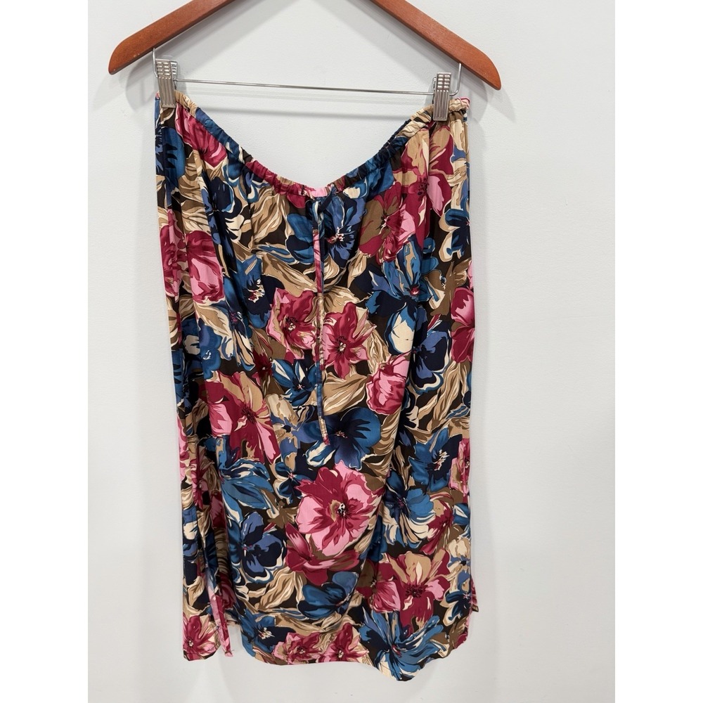 Islander Floral Rayon Maxi Skirt XL Boho Tropical Pull On Flowy Beach Resort - Picture 3 of 7